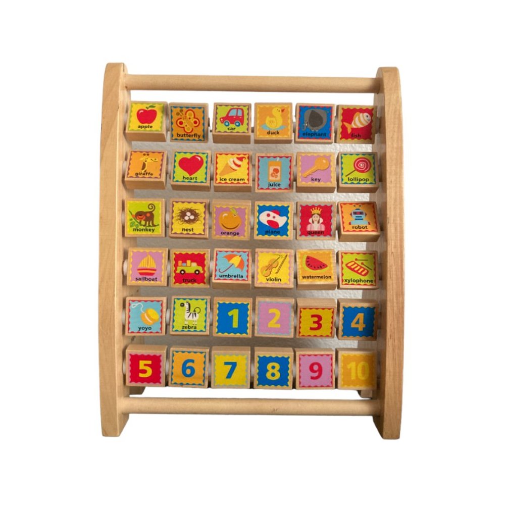 Hape Alphabet Abacus ABC's Double Sided Toy Ages 3-5 Wooden Toy Used